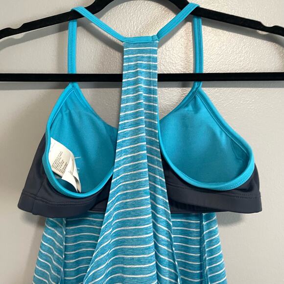 Nike Blue Striped Layered Tankini Swimsuit Top - Picture 5 of 5